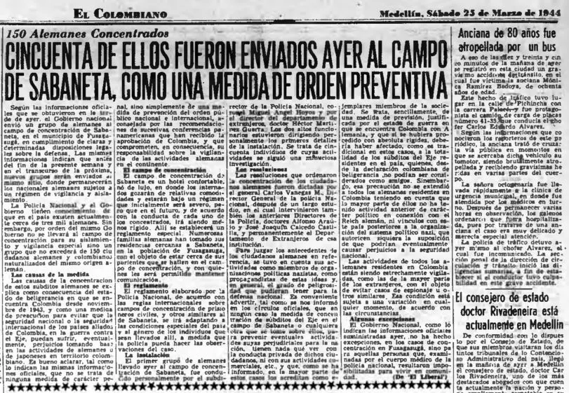 Lista negra del campo de concentración en Colombia, Fusagasugá, alemanes en Colombia 